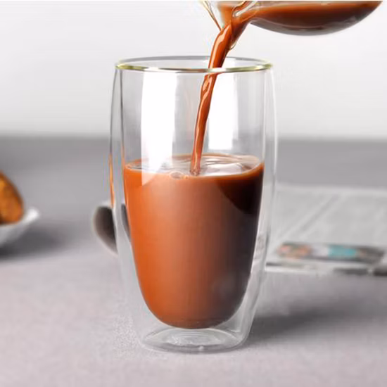 Wholesale Drinking Milk Tea Coffee Cup Double Wall Glass