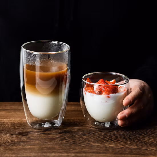 80ml 150ml 250ml 350ml 450ml 550ml 650ml Heat Resistant Borosilicate Double Wall Glass Kitchenware Glassware Coffee Tea Water Milk Wine Beer Glass Cup Mugs