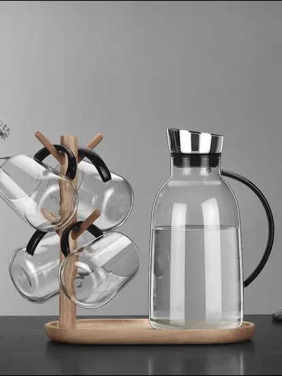 Water Glass Jug 1L 35oz Lead Free Glass Water Pitcher Carafe for Cold Water Juice Milk Fob Price
