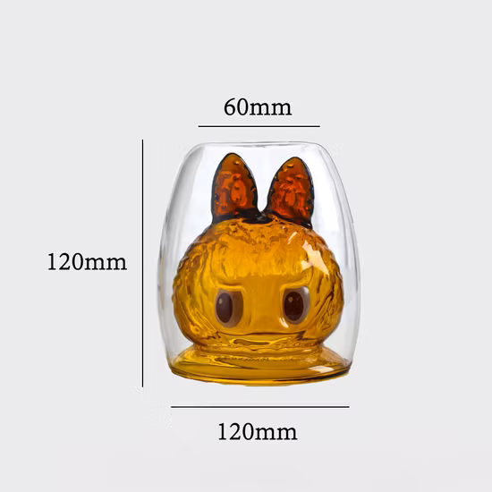 Customized Double Wall Glass Cup with Colors Inner Decoration