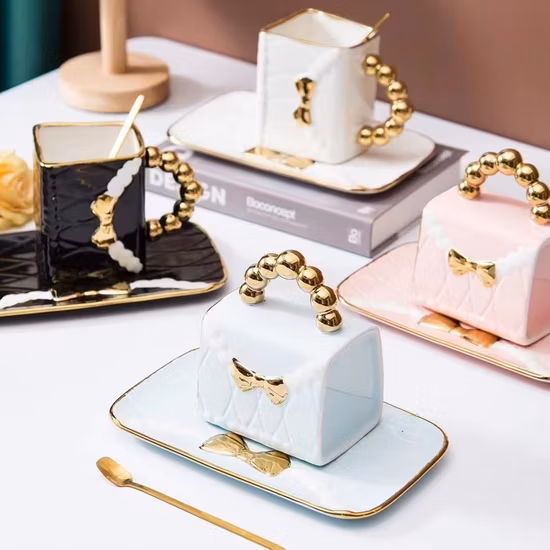 Ceramic Coffee Cup Light Luxury Cup Saucer Set Afternoon Tea Cup Design Delicate Coffee Gift Set
