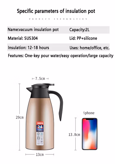 Popular Wholesale Sealing and Leak Proof Vacuum Thermos Coffee Pot Stainless Steel Thermal Coffee Carafe with Handle